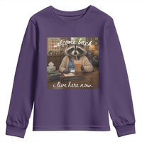 Funny School Therapist Raccoon Drinking Iced Coffee Youth Sweatshirt