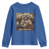 Funny School Therapist Raccoon Drinking Iced Coffee Youth Sweatshirt
