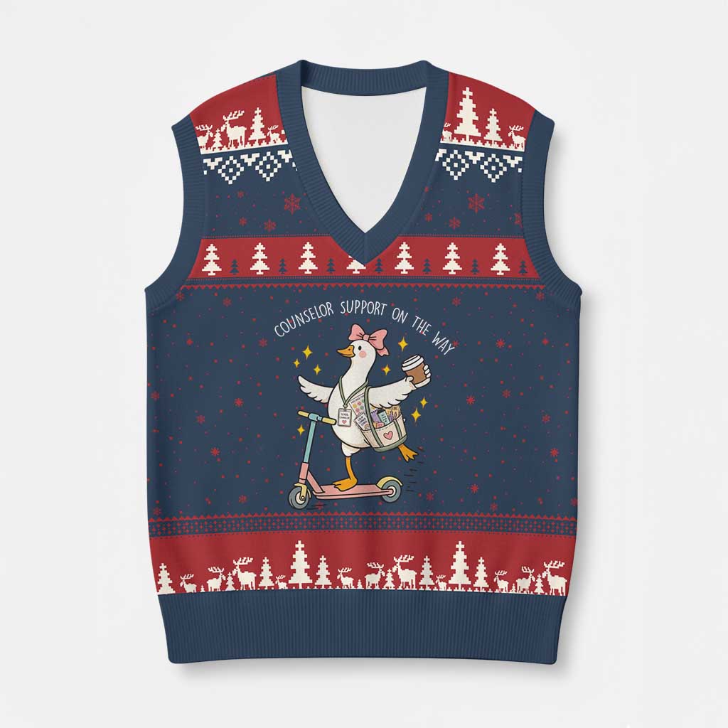 Counselor Support On The Way V-Neck Knit Sweater Vest Silly Goose School Counselor