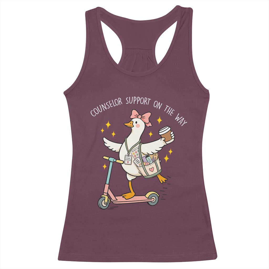 Counselor Support On The Way Racerback Tank Top Silly Goose School Counselor