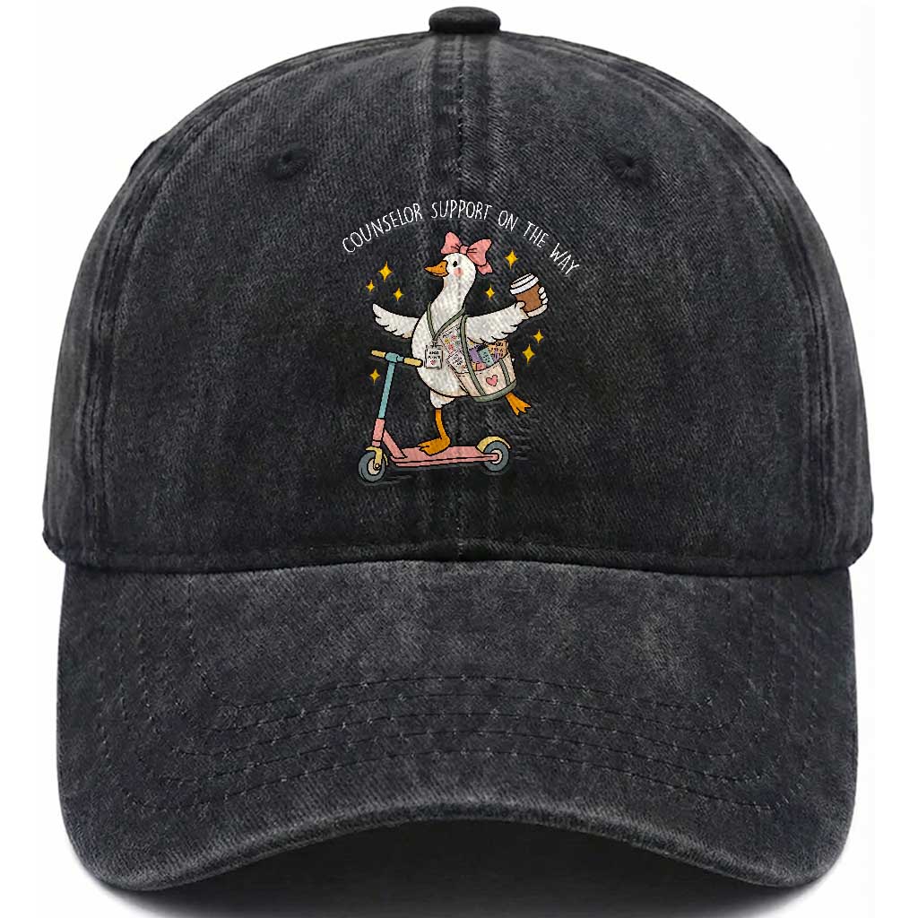 Counselor Support On The Way Washed Cotton Baseball Cap Silly Goose School Counselor