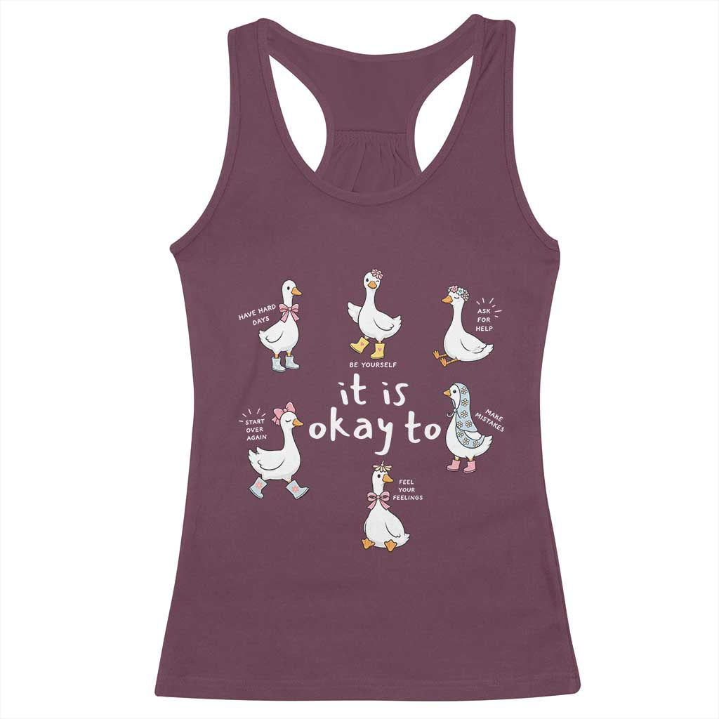 Silly Goose It is Okay to Mental Health Racerback Tank Top Counselor Special Education