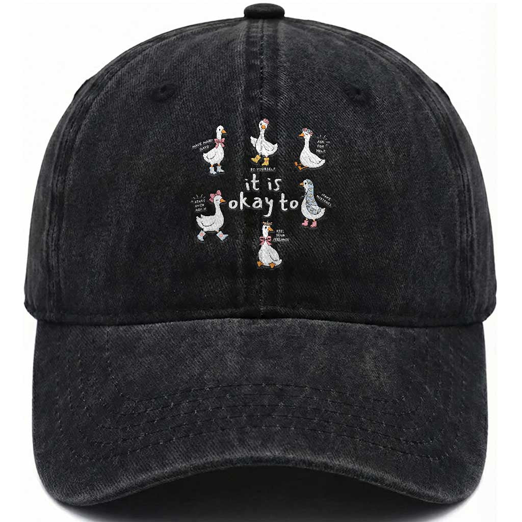 Silly Goose It is Okay to Mental Health Washed Cotton Baseball Cap Counselor Special Education