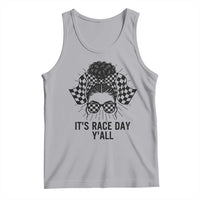 Racing Car Checkered Flag Tank Top Messy Bun Woman Race Day - Wonder Print Shop