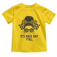Racing Car Checkered Flag Toddler T Shirt Messy Bun Woman Race Day - Wonder Print Shop