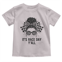 Racing Car Checkered Flag Toddler T Shirt Messy Bun Woman Race Day - Wonder Print Shop