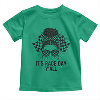 Racing Car Checkered Flag Toddler T Shirt Messy Bun Woman Race Day - Wonder Print Shop