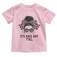 Racing Car Checkered Flag Toddler T Shirt Messy Bun Woman Race Day - Wonder Print Shop