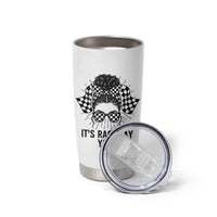 Racing Car Checkered Flag Tumbler Cup Messy Bun Woman Race Day