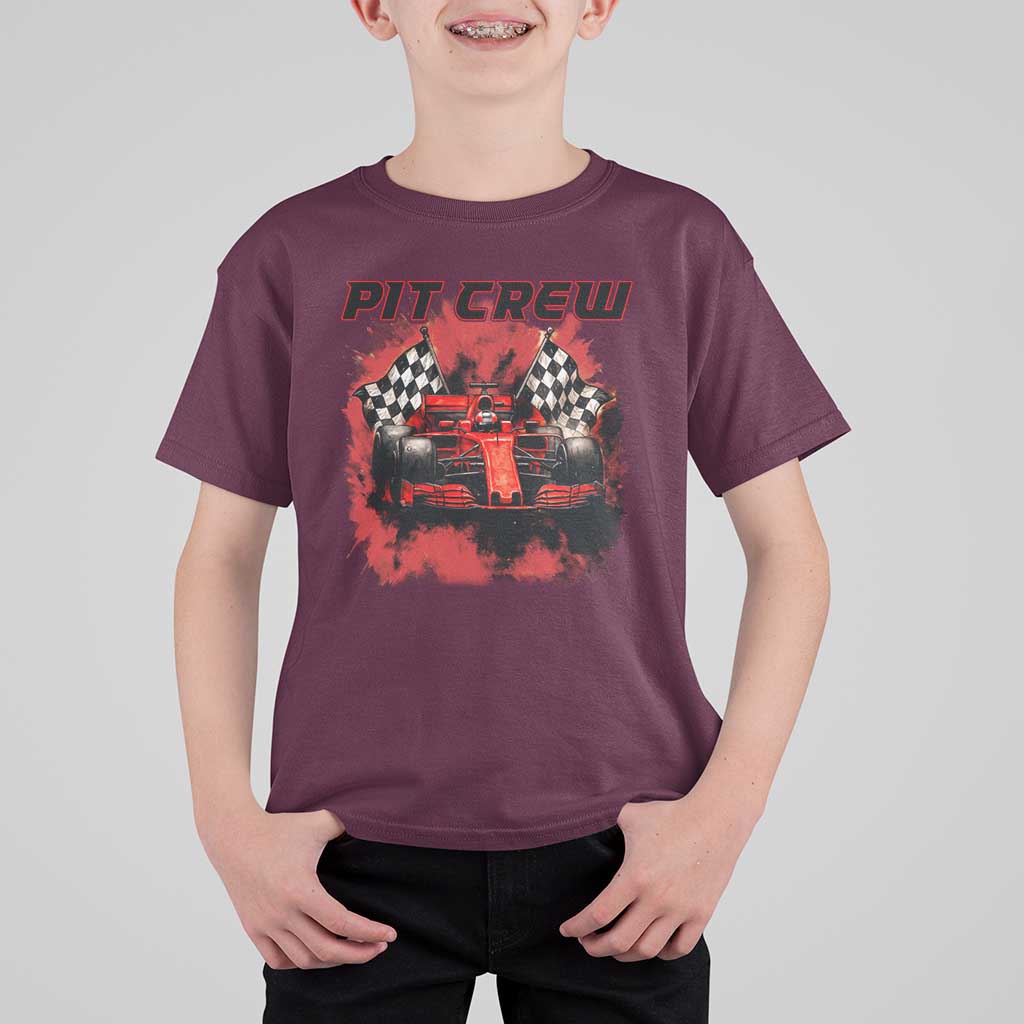 Racing Car Checkered Flag T Shirt For Kid Pit Crew Race Car - Wonder Print Shop