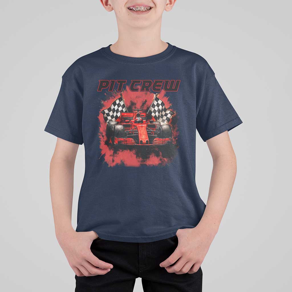 Racing Car Checkered Flag T Shirt For Kid Pit Crew Race Car - Wonder Print Shop