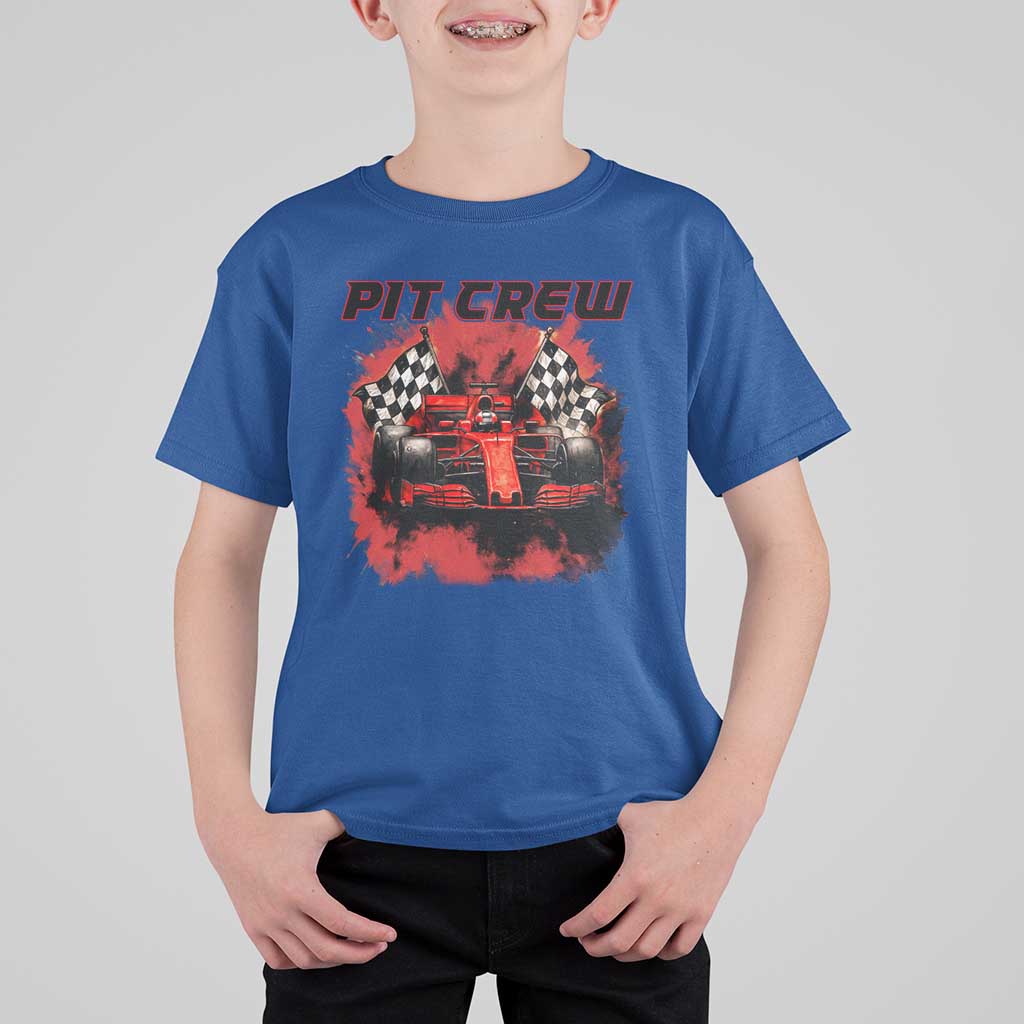 Racing Car Checkered Flag T Shirt For Kid Pit Crew Race Car - Wonder Print Shop