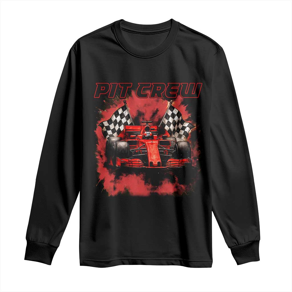 Racing Car Checkered Flag Long Sleeve Shirt Pit Crew Race Car - Wonder Print Shop