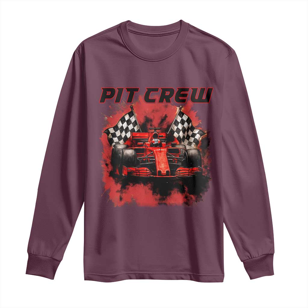 Racing Car Checkered Flag Long Sleeve Shirt Pit Crew Race Car - Wonder Print Shop