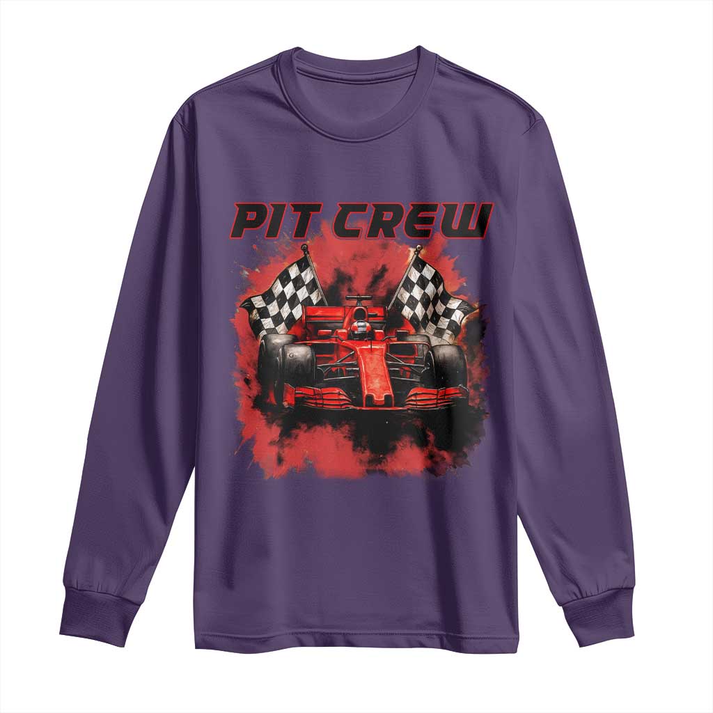 Racing Car Checkered Flag Long Sleeve Shirt Pit Crew Race Car - Wonder Print Shop