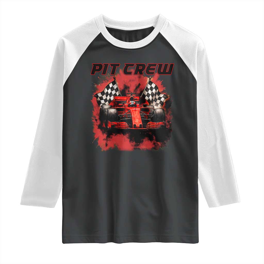 Racing Car Checkered Flag Raglan Shirt Pit Crew Race Car - Wonder Print Shop