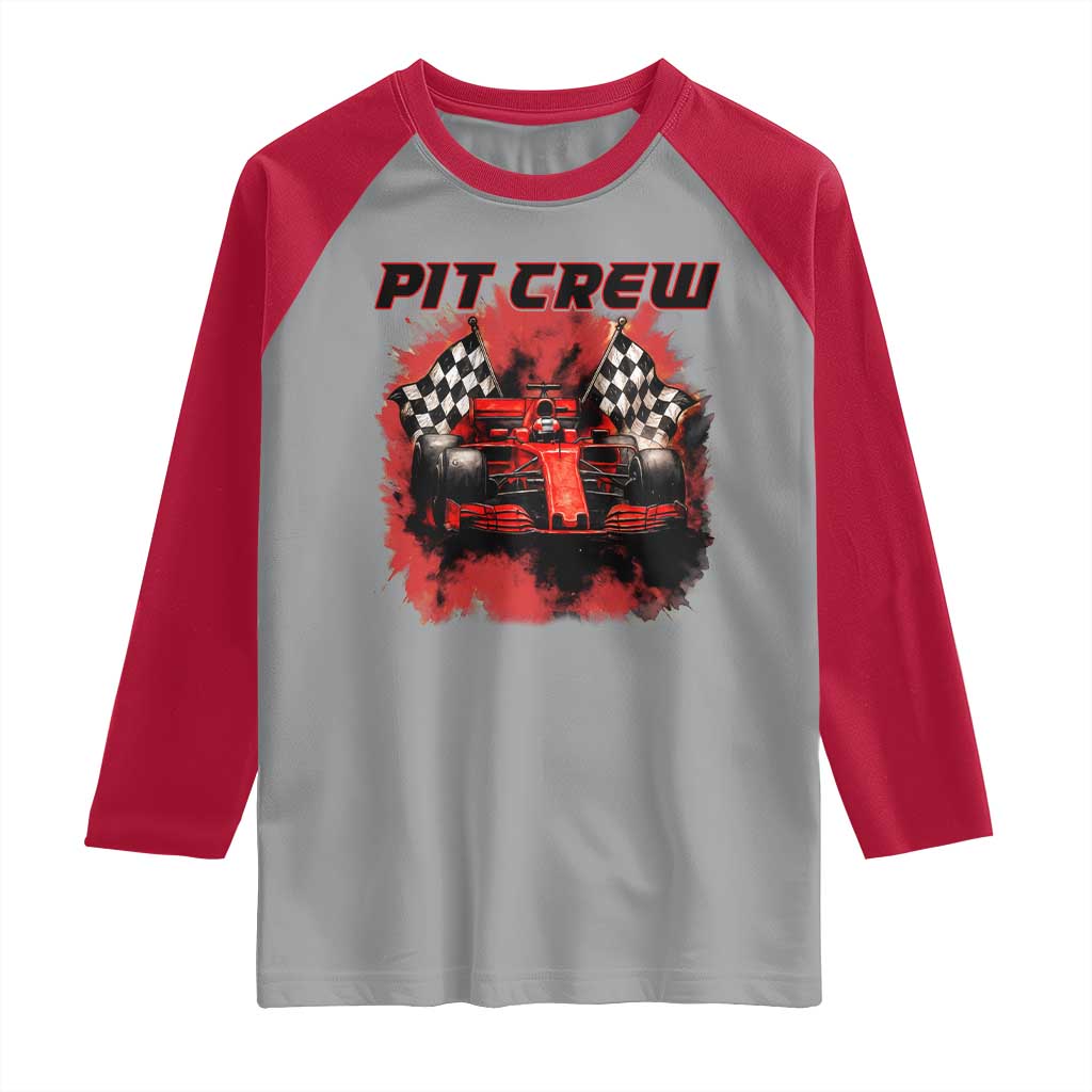 Racing Car Checkered Flag Raglan Shirt Pit Crew Race Car - Wonder Print Shop