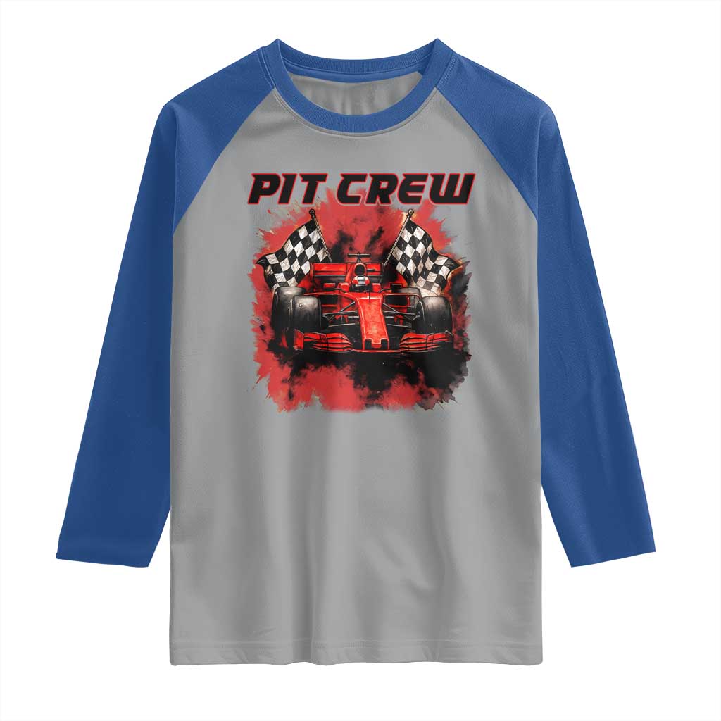 Racing Car Checkered Flag Raglan Shirt Pit Crew Race Car - Wonder Print Shop