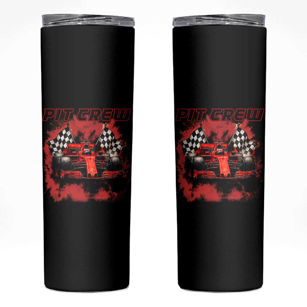 Racing Car Checkered Flag Skinny Tumbler Pit Crew Race Car