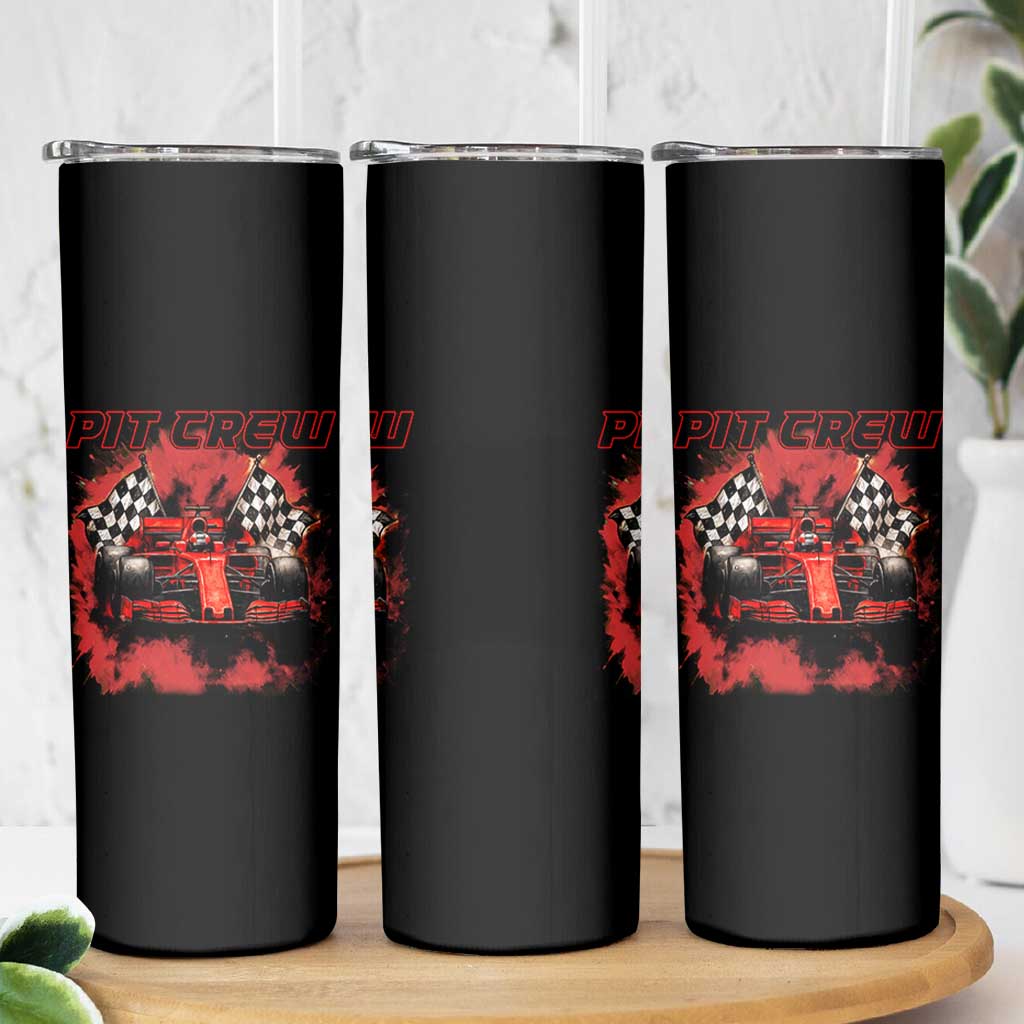 Racing Car Checkered Flag Skinny Tumbler Pit Crew Race Car