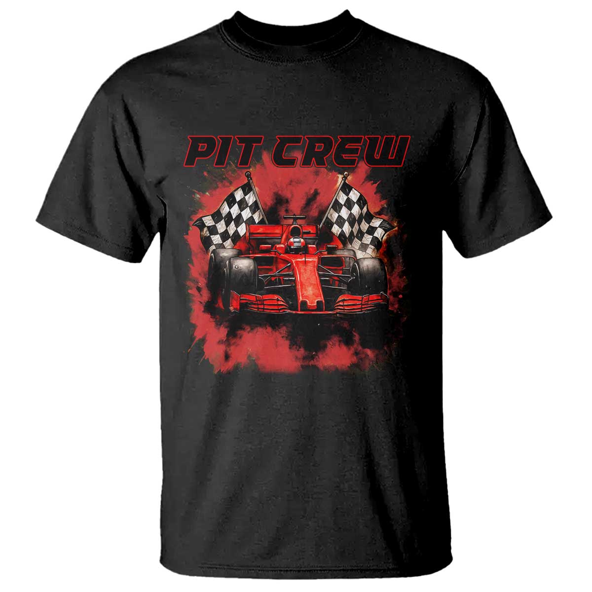 Racing Car Checkered Flag T Shirt Pit Crew Race Car - Wonder Print Shop