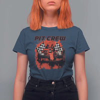 Racing Car Checkered Flag T Shirt For Women Pit Crew Race Car - Wonder Print Shop