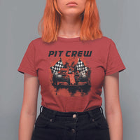 Racing Car Checkered Flag T Shirt For Women Pit Crew Race Car - Wonder Print Shop