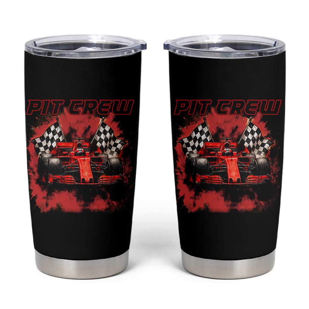 Racing Car Checkered Flag Tumbler Cup Pit Crew Race Car