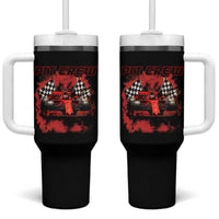 Racing Car Checkered Flag Tumbler With Handle Pit Crew Race Car