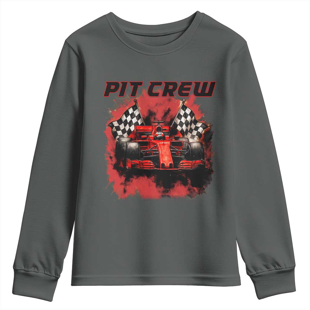 Racing Car Checkered Flag Youth Sweatshirt Pit Crew Race Car - Wonder Print Shop
