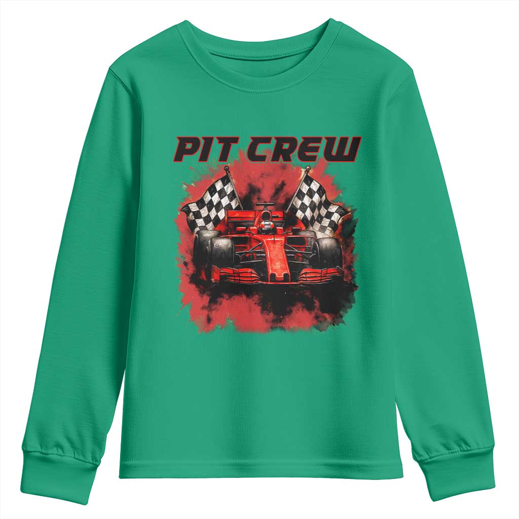 Racing Car Checkered Flag Youth Sweatshirt Pit Crew Race Car - Wonder Print Shop