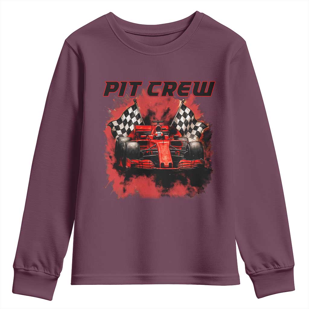 Racing Car Checkered Flag Youth Sweatshirt Pit Crew Race Car - Wonder Print Shop
