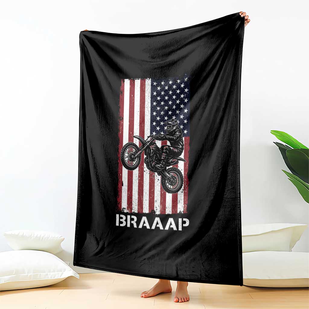 Dirt Bike Throw Blanket Braaap American Flag Motocross - Wonder Print Shop