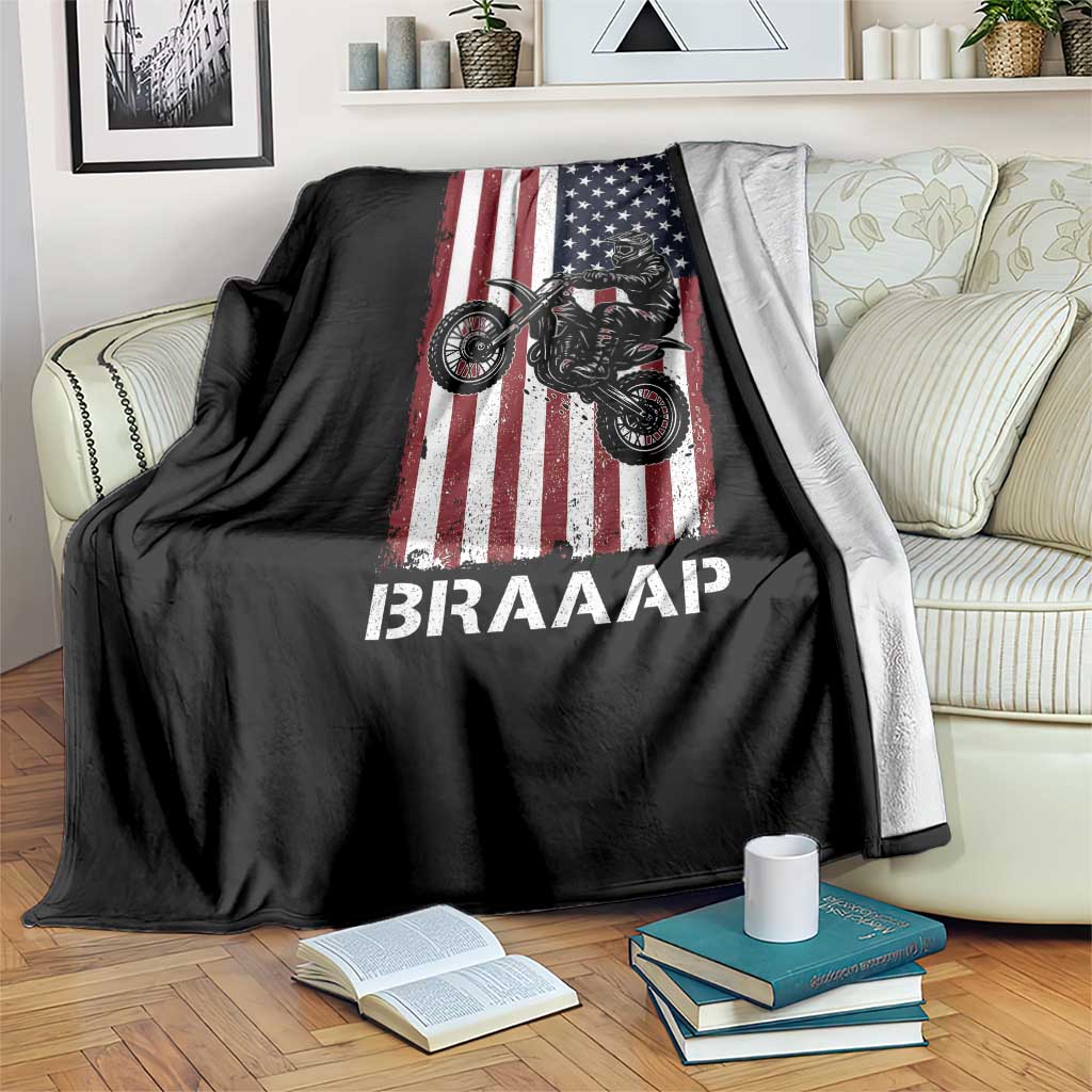 Dirt Bike Throw Blanket Braaap American Flag Motocross - Wonder Print Shop