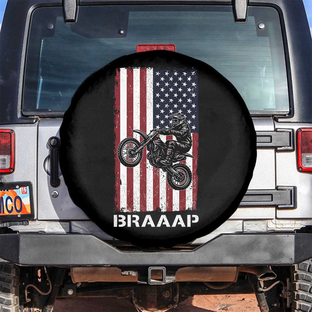 Dirt Bike Spare Tire Cover Braaap American Flag Motocross - Wonder Print Shop