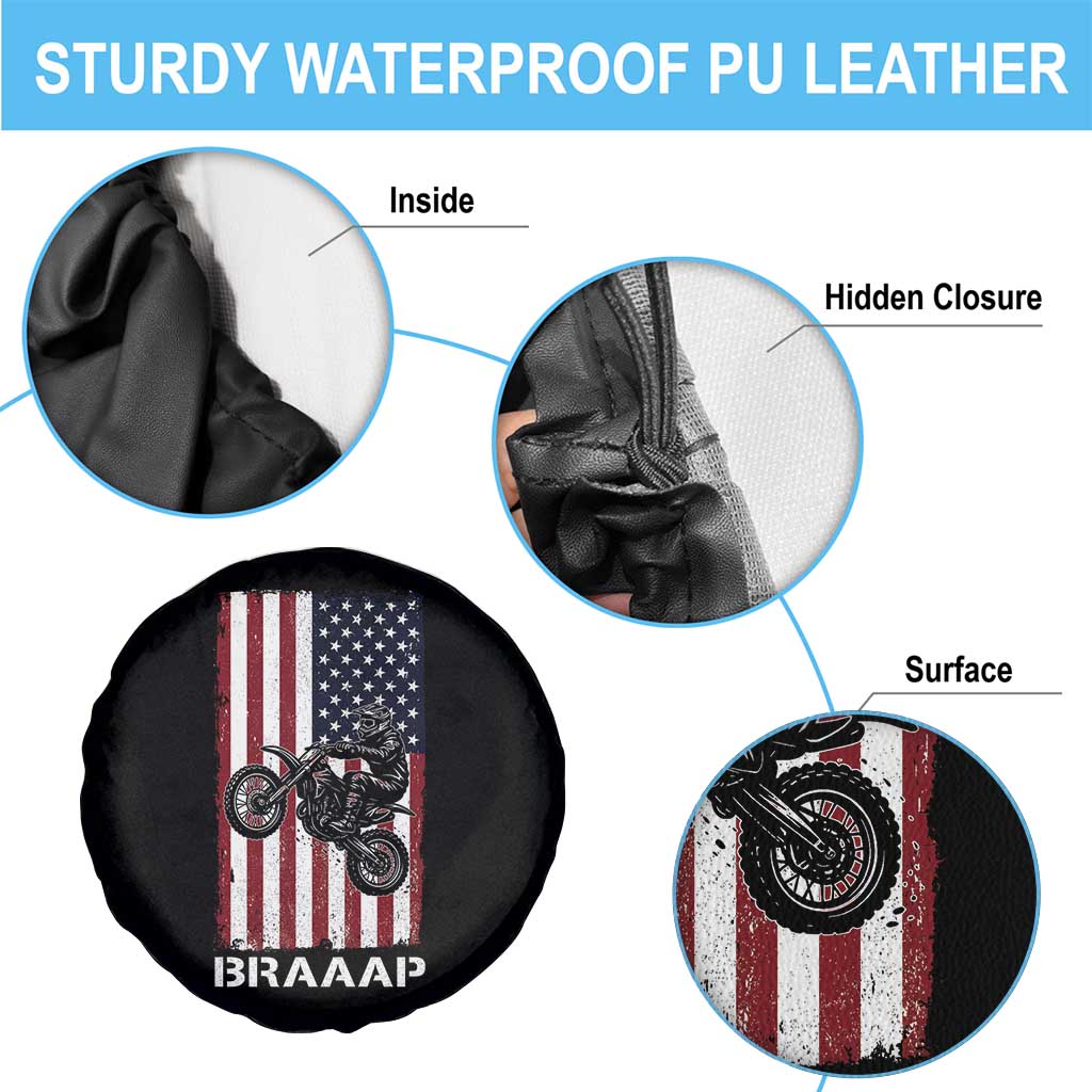 Dirt Bike Spare Tire Cover Braaap American Flag Motocross - Wonder Print Shop