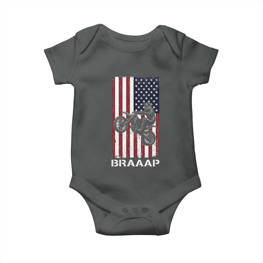 Dirt Bike Baby Onesie Braaap American Flag Motocross - Wonder Print Shop