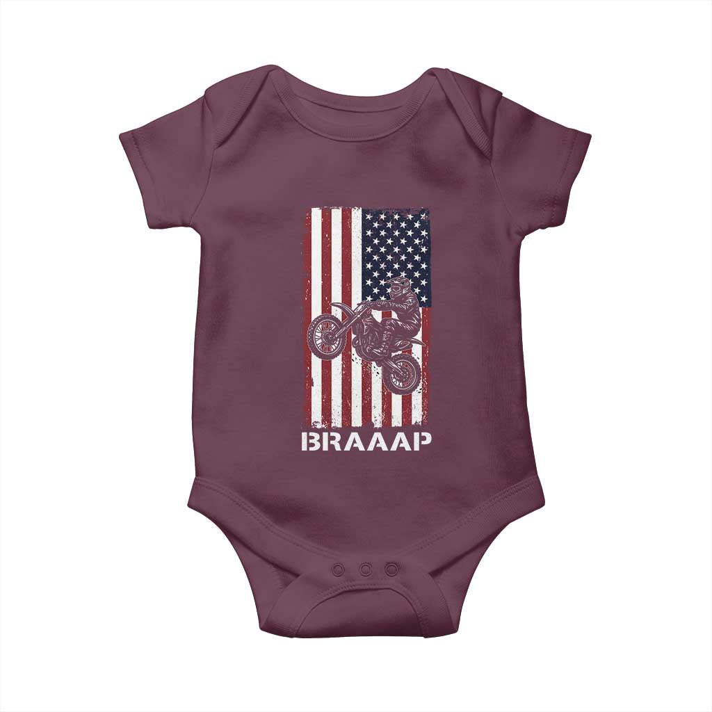 Dirt Bike Baby Onesie Braaap American Flag Motocross - Wonder Print Shop