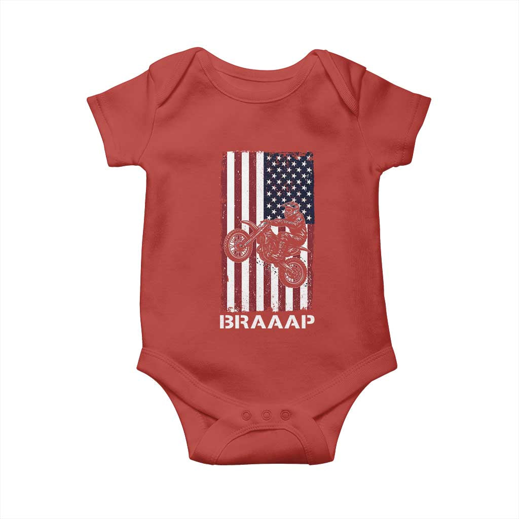 Dirt Bike Baby Onesie Braaap American Flag Motocross - Wonder Print Shop