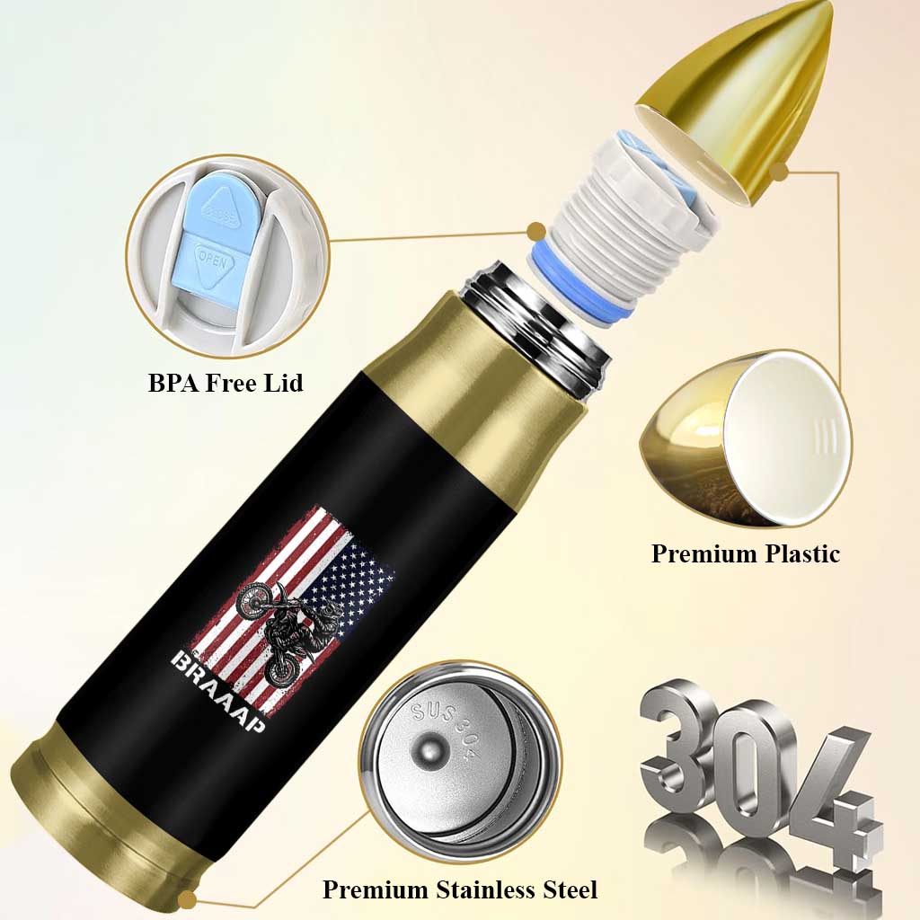 Dirt Bike Bullet Tumbler Braaap American Flag Motocross