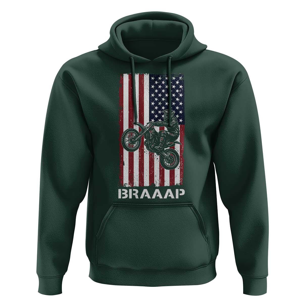 Dirt Bike Hoodie Braaap American Flag Motocross - Wonder Print Shop