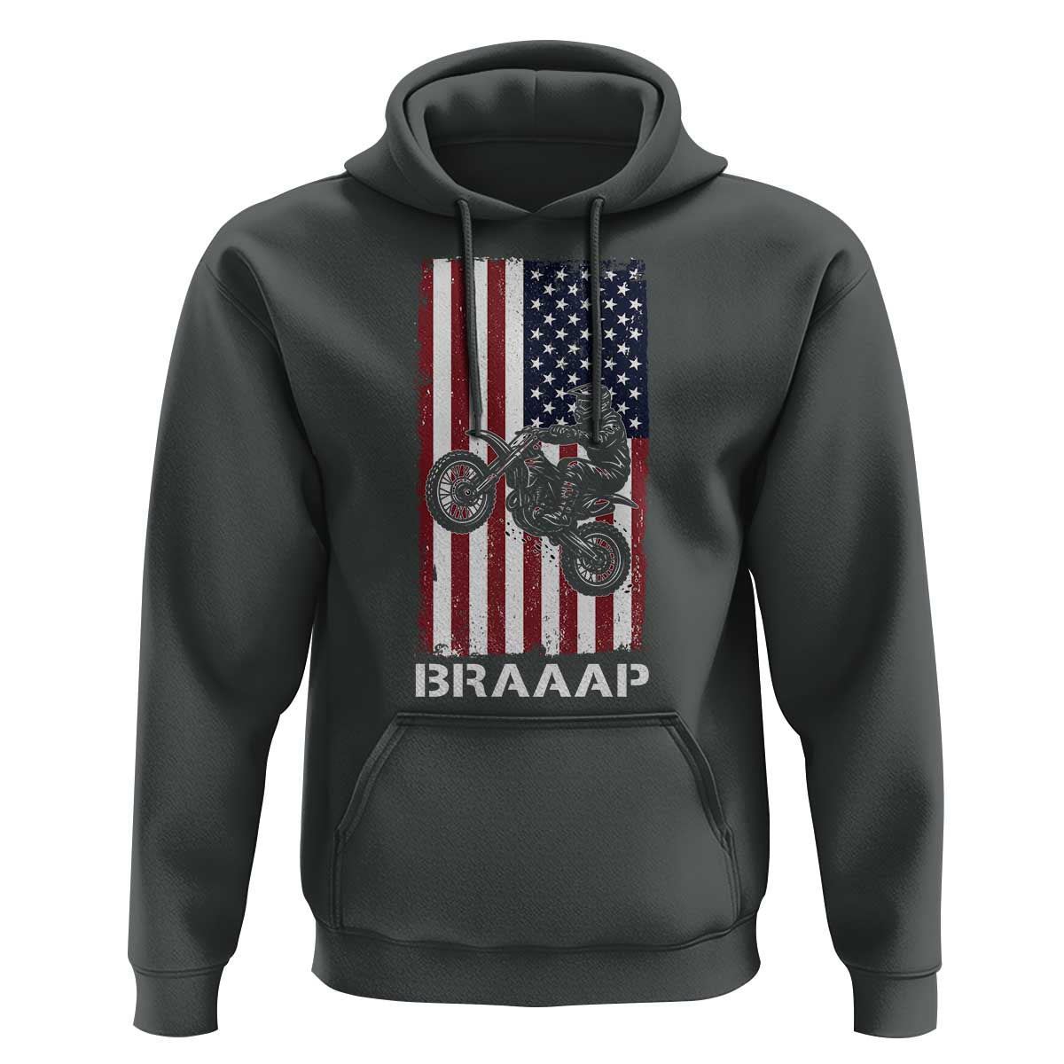 Dirt Bike Hoodie Braaap American Flag Motocross - Wonder Print Shop