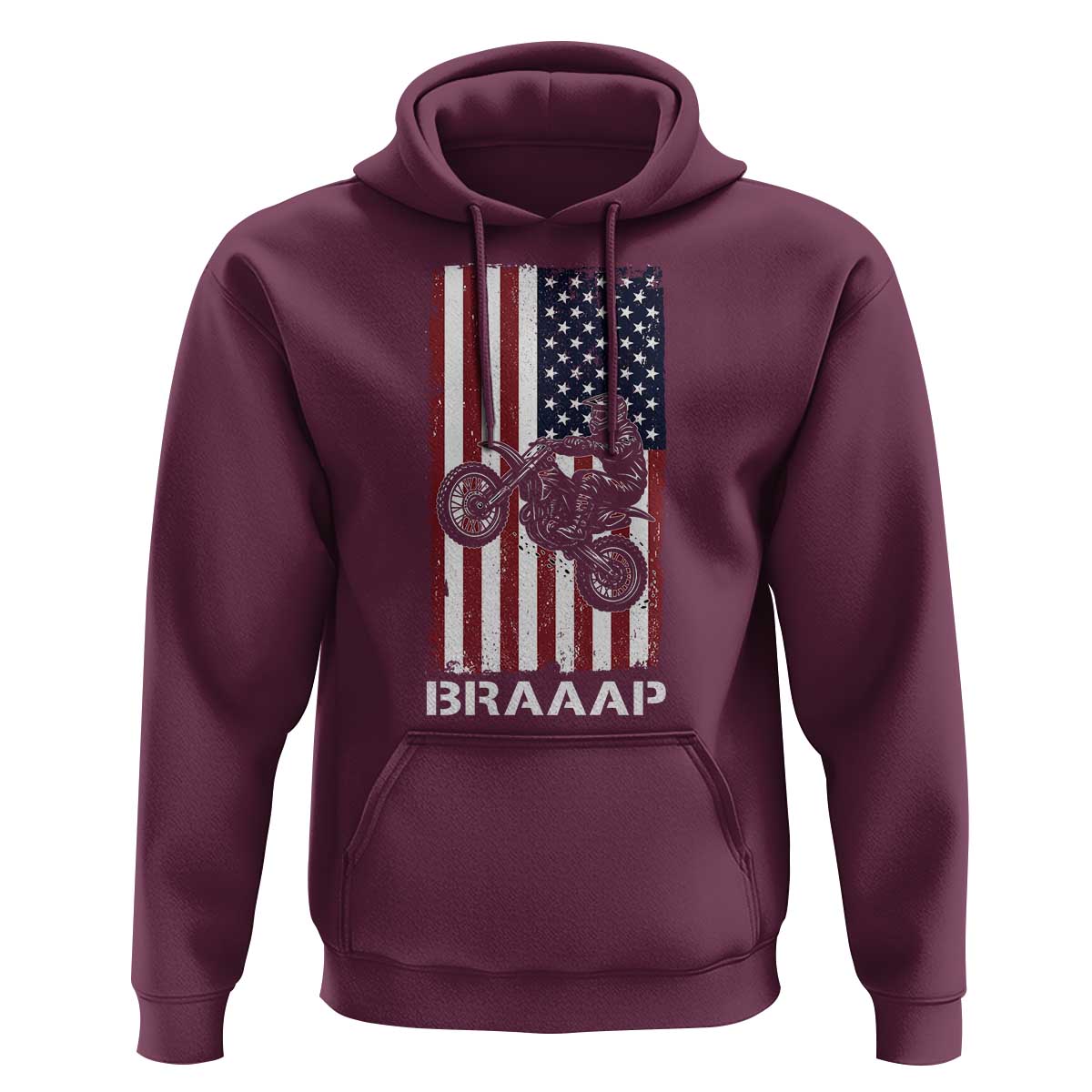 Dirt Bike Hoodie Braaap American Flag Motocross - Wonder Print Shop