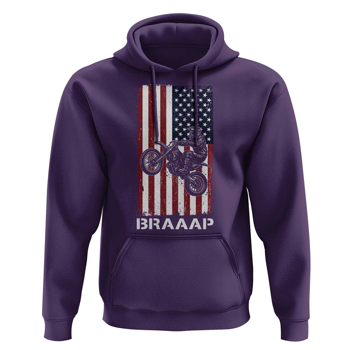 Dirt Bike Hoodie Braaap American Flag Motocross - Wonder Print Shop