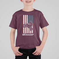 Dirt Bike T Shirt For Kid Braaap American Flag Motocross - Wonder Print Shop