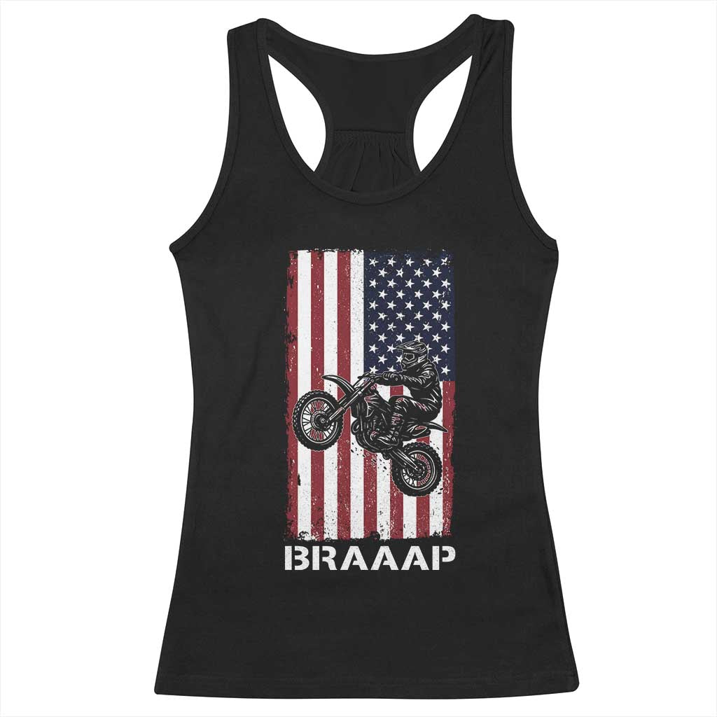 Dirt Bike Racerback Tank Top Braaap American Flag Motocross - Wonder Print Shop