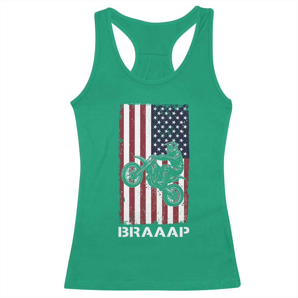 Dirt Bike Racerback Tank Top Braaap American Flag Motocross - Wonder Print Shop