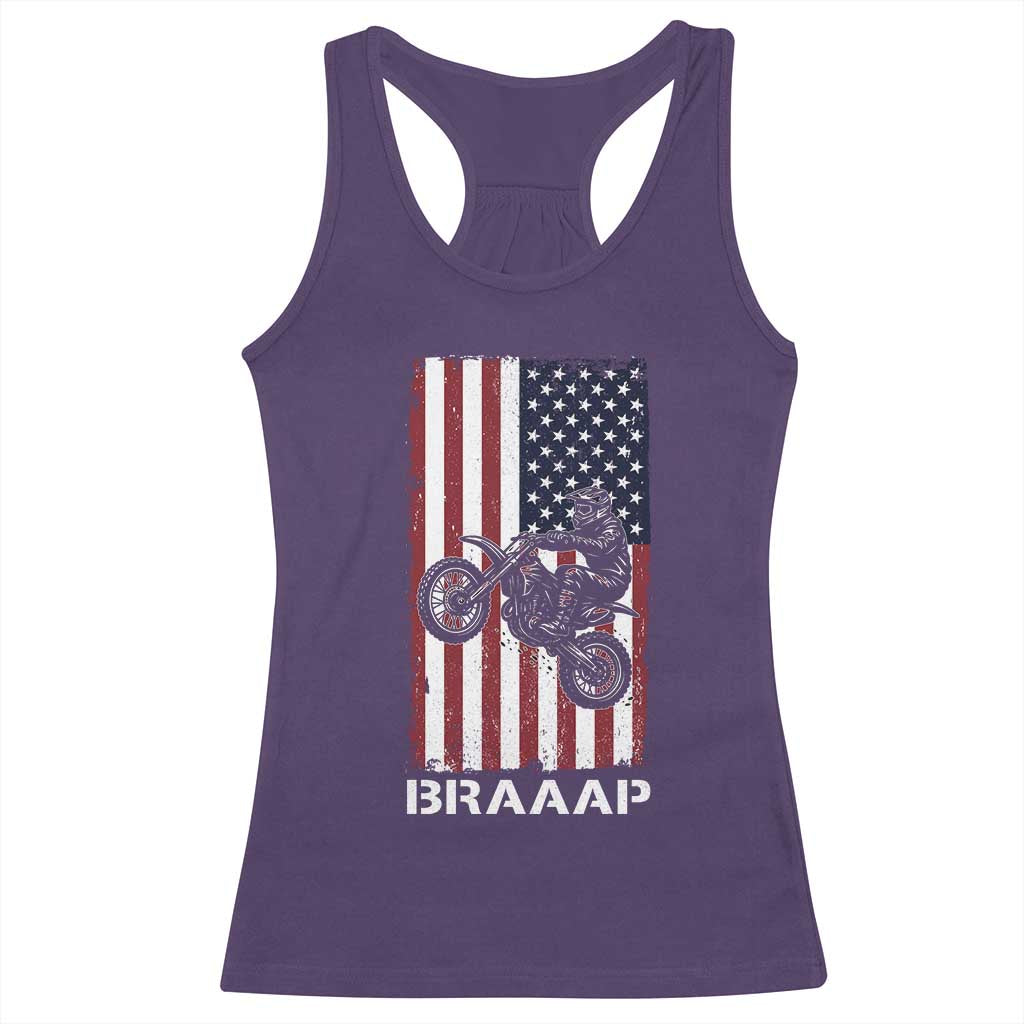 Dirt Bike Racerback Tank Top Braaap American Flag Motocross - Wonder Print Shop