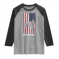 Dirt Bike Raglan Shirt Braaap American Flag Motocross - Wonder Print Shop