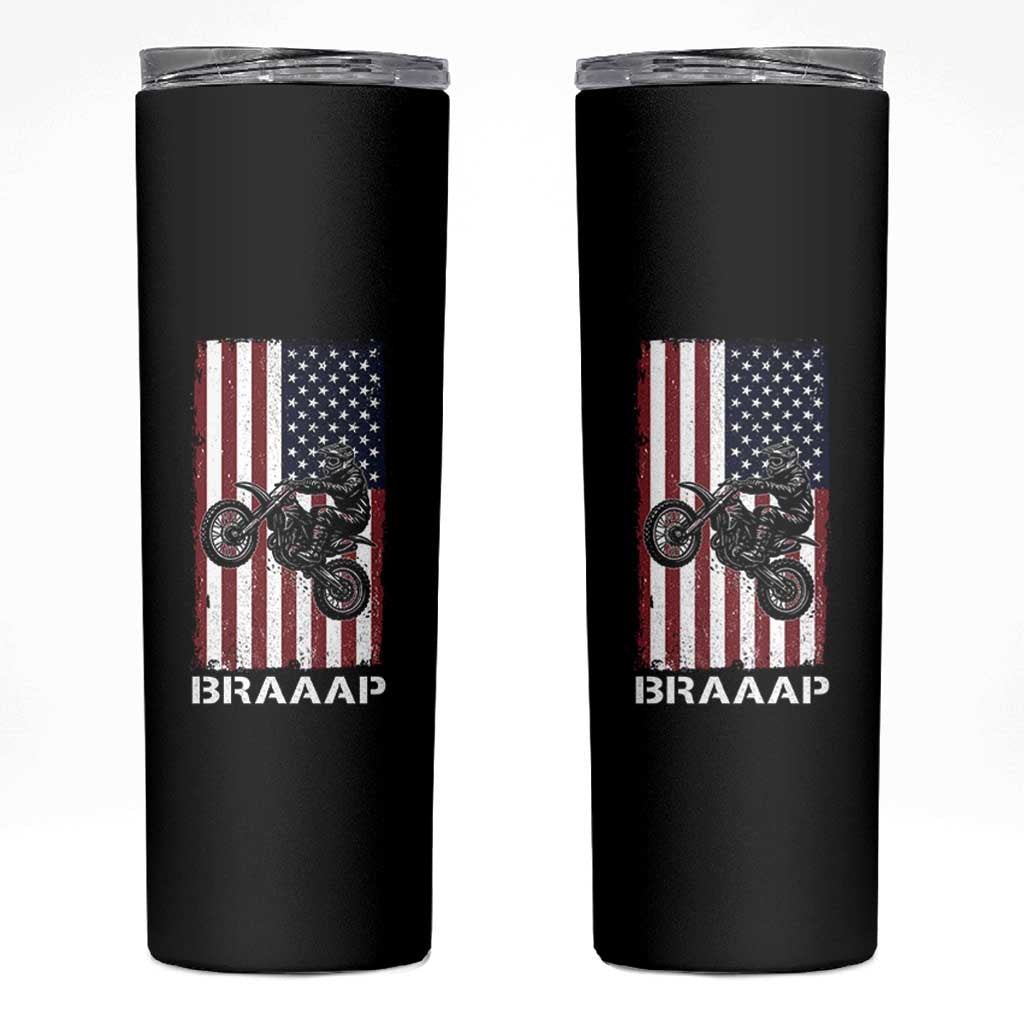 Dirt Bike Skinny Tumbler Braaap American Flag Motocross